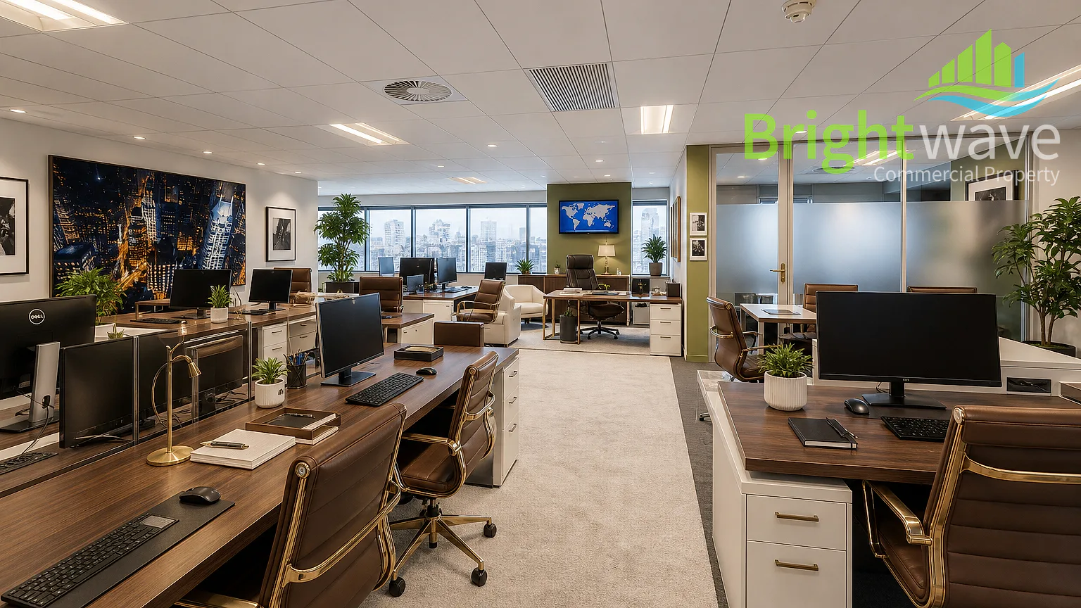 Open plan office area at The Towers
