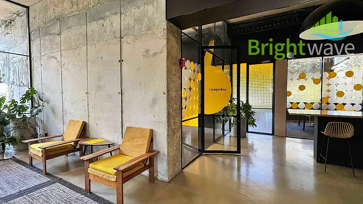 Open plan office area at Tramways Building