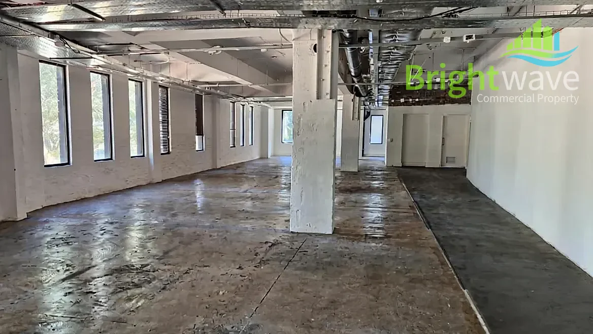 Open plan office area at Tramways Building