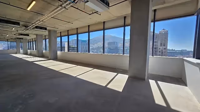704 m2 office to let at The Rubik in Cape Town CBD, open plan interior.