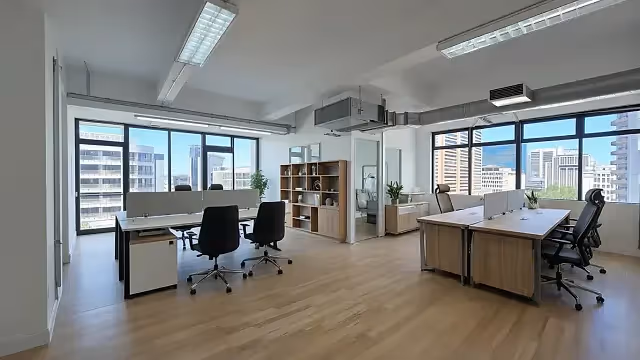 124 m2 office to let at Loop Street Studios in Cape Town CBD, open plan interior.