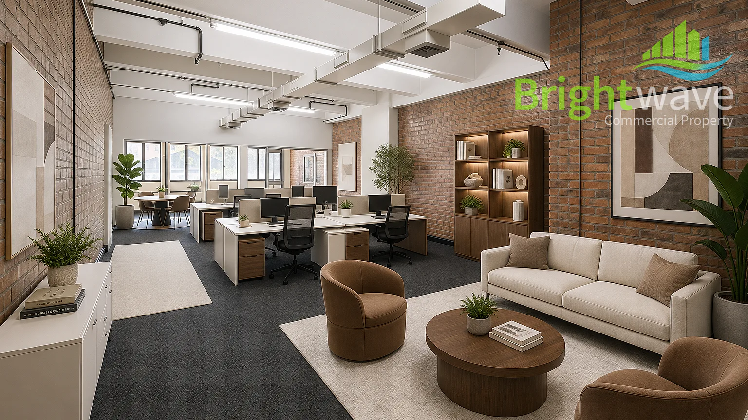 Open plan office area at Manhattan Place