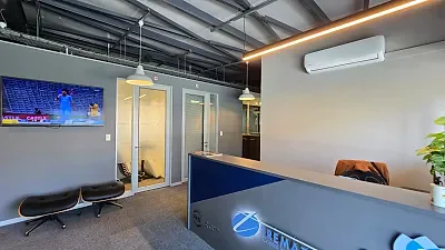 Open plan office area at North Wharf, Cape Town CBD