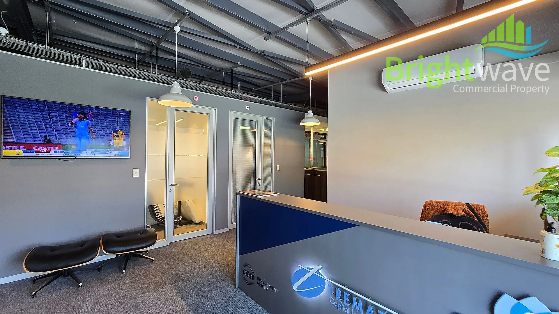 Open plan office area at North Wharf, Cape Town CBD
