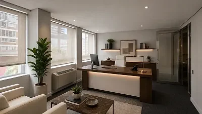Open plan office area at The Block
