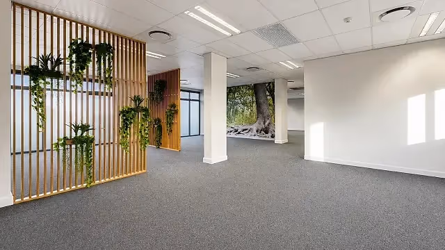 273 m2 office to let at Grosvenor Square in Century City, open plan interior.